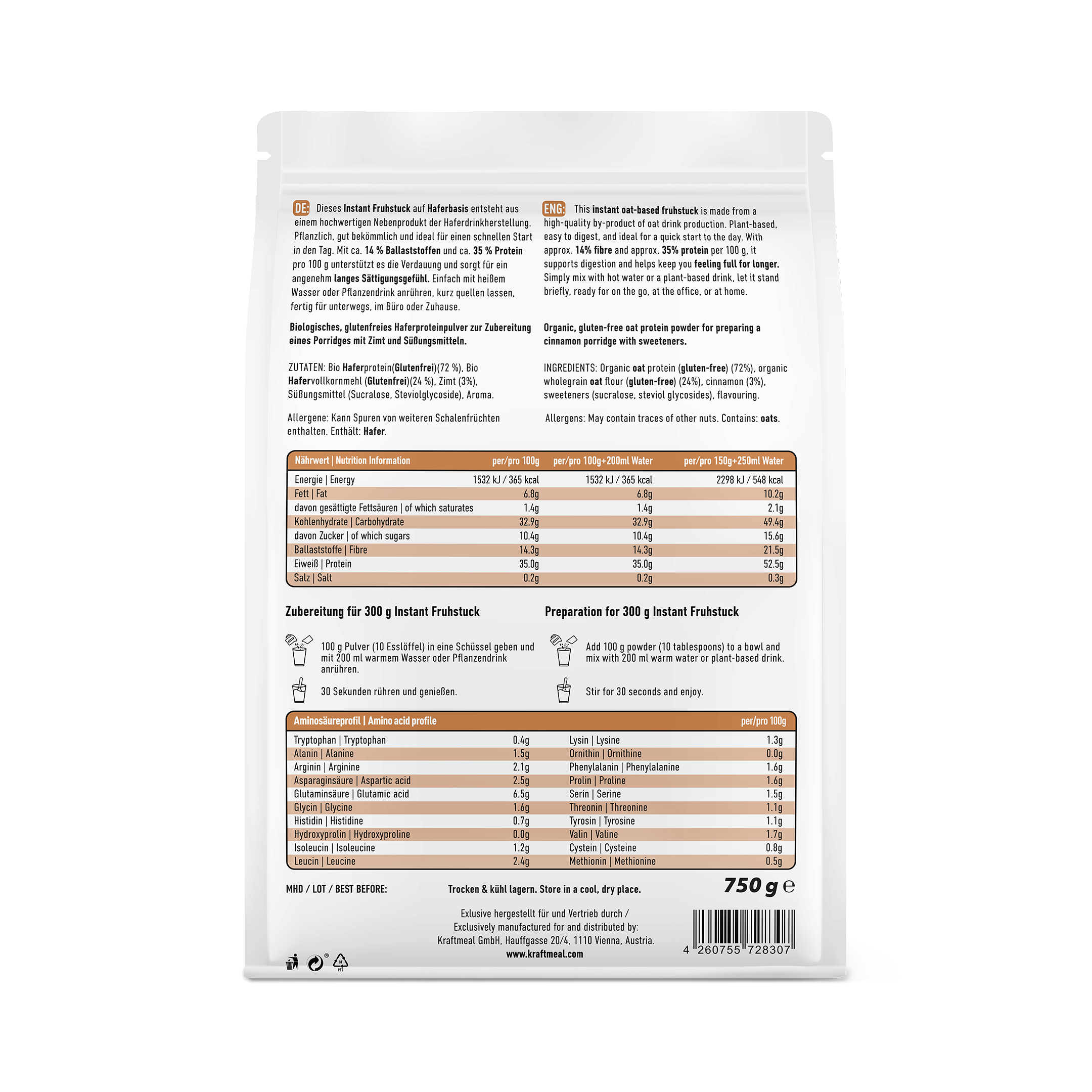 Kraftmeal | Instant Fruhstuck | Cinnamon | 750g
