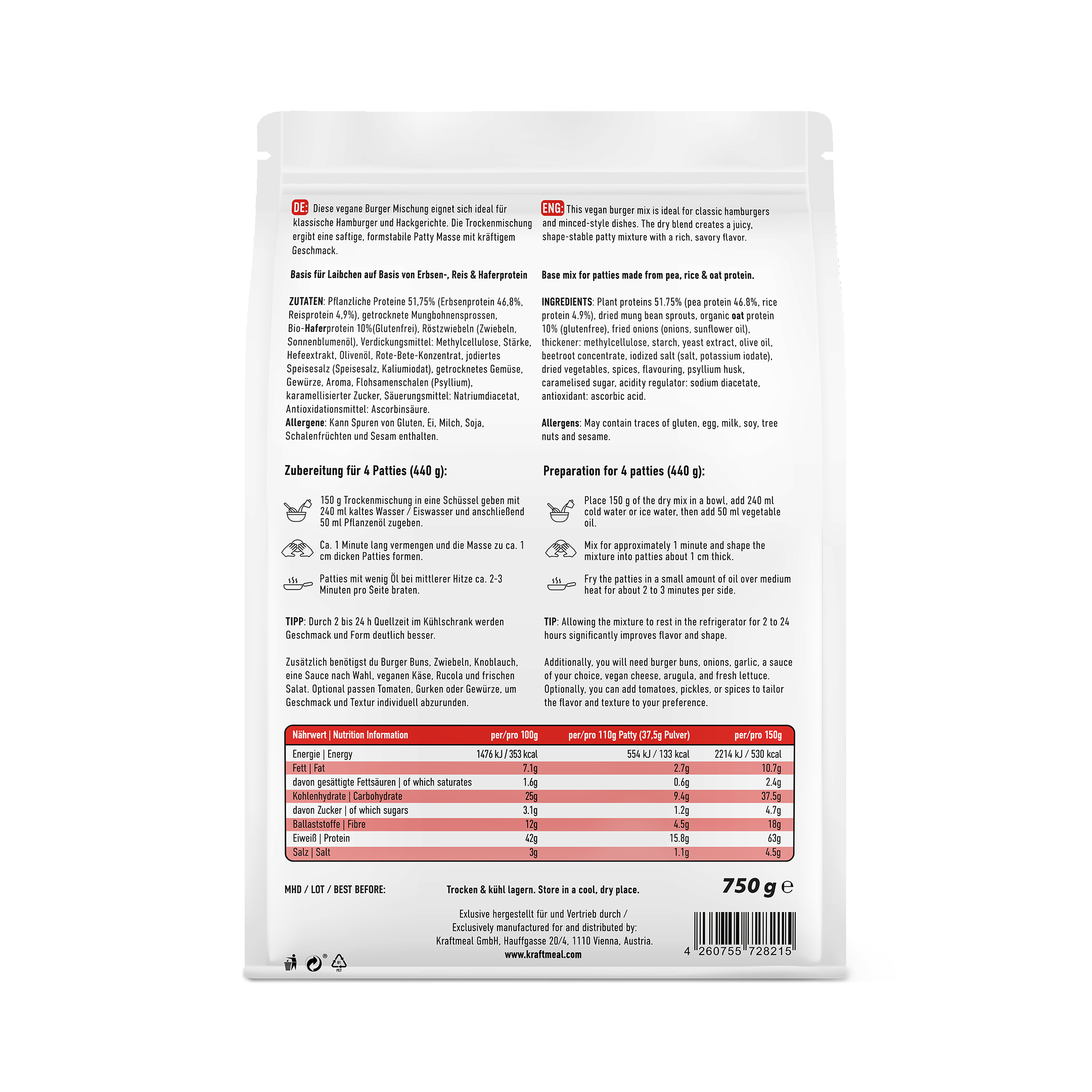 Kraftmeal | Protein Burger | 750g